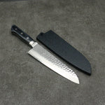 Seisuke Seiun VG10 33 Layer Damascus Santoku Japanese Knife 180mm Navy blue Pakka wood Handle with Sheath - Japannywholesale