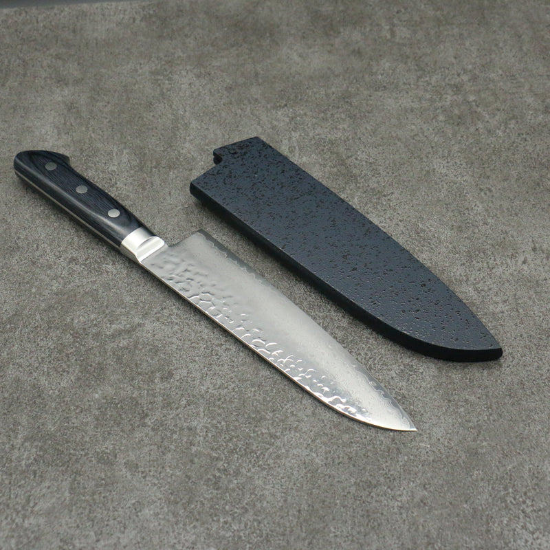 Seisuke Seiun VG10 33 Layer Damascus Santoku Japanese Knife 180mm Navy blue Pakka wood Handle with Sheath - Japannywholesale