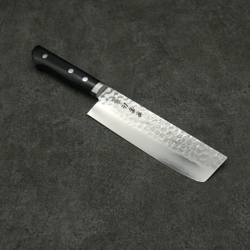 Kanetsune VG1 Hammered Nakiri Japanese Knife 165mm Black Pakka wood Handle - Japannywholesale