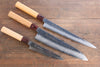 Sakai Takayuki VG10 33 Layer Damascus Japanese Chef Knife Sujihiki 240mm, Gyuto 240mm& Petty 150mm Set with Keyaki Handle(Japanese Elm) - Japannywholesale