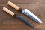 Sakai Takayuki VG10 33 Layer Damascus Japanese Chef Knife Santoku 170mm & Petty 150mm Set with Keyaki Handle(Japanese Elm) - Japannywholesale