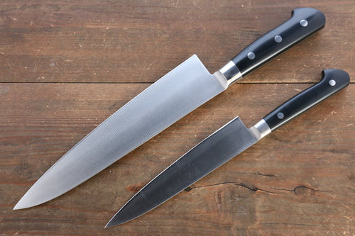 Iseya Molybdenum Steel Petty Knife 150mm & Gyuto Knife 210mmwith Black Micarta handle Set (Ferrel : Stainless Steel) - Japannywholesale
