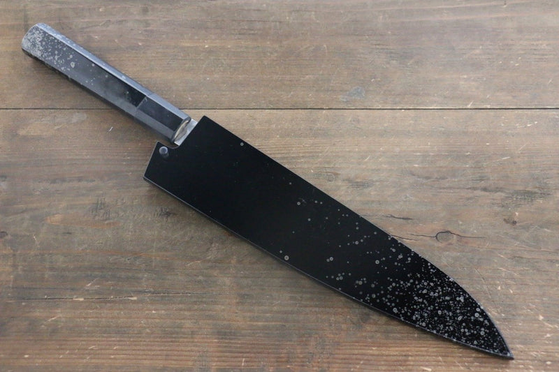 Sakai Takayuki AUS10 45 Layer Damascus Hammered Gyuto  240mm Silver Dots Lacquered Handle with Sheath - Japannywholesale