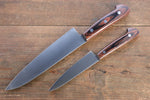 Iseya Molybdenum Steel Petty Japanese Chef Knife 120mm & Gyuto Knife 180mm with Mahogany Handle Set - Japannywholesale