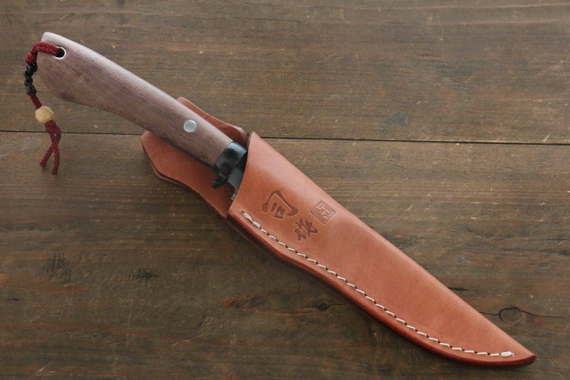 Tsukasa Hinoura White Steel Kurouchi Hunter Knife 105mm with Rose wood Handle - Japannywholesale
