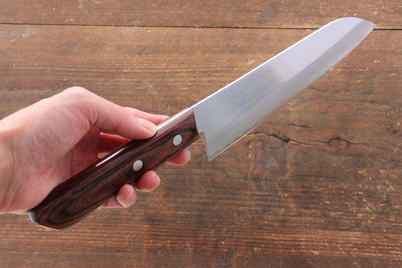 Kunihira VG1 Migaki Finished Santoku  170mm Mahogany Handle - Japannywholesale