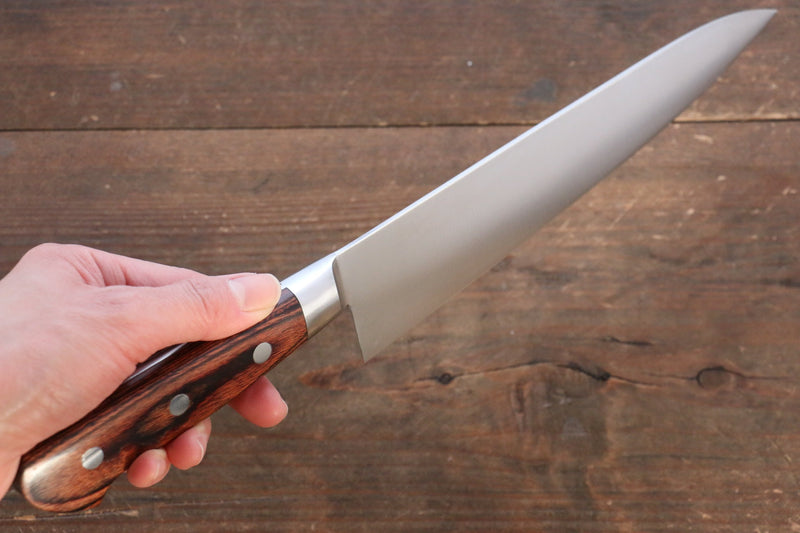Iseya Molybdenum Steel Petty Japanese Chef Knife 120mm & Gyuto Knife 210mm with Mahogany Packer wood Handle Set (Ferrel : Stainless Steel) - Japannywholesale