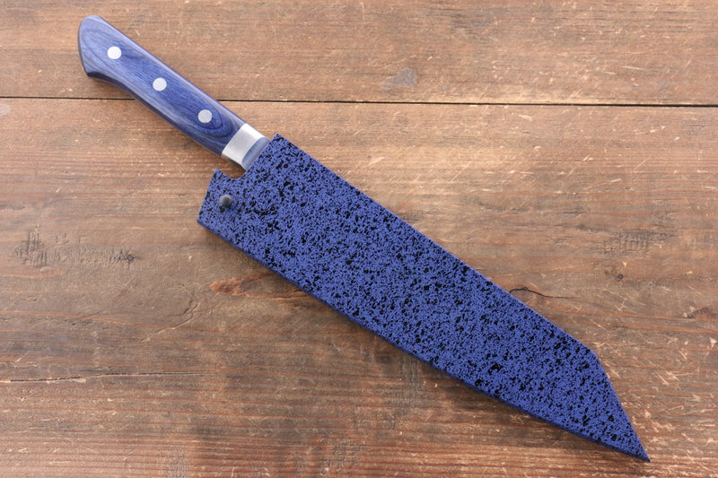 Seisuke Aotsuchi AUS10 Hammered Kiritsuke Santoku  195mm Blue Pakka wood Handle with Sheath - Japannywholesale