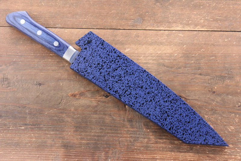 Seisuke Aotsuchi AUS10 Hammered Kiritsuke Santoku  195mm Blue Pakka wood Handle with Sheath - Japannywholesale