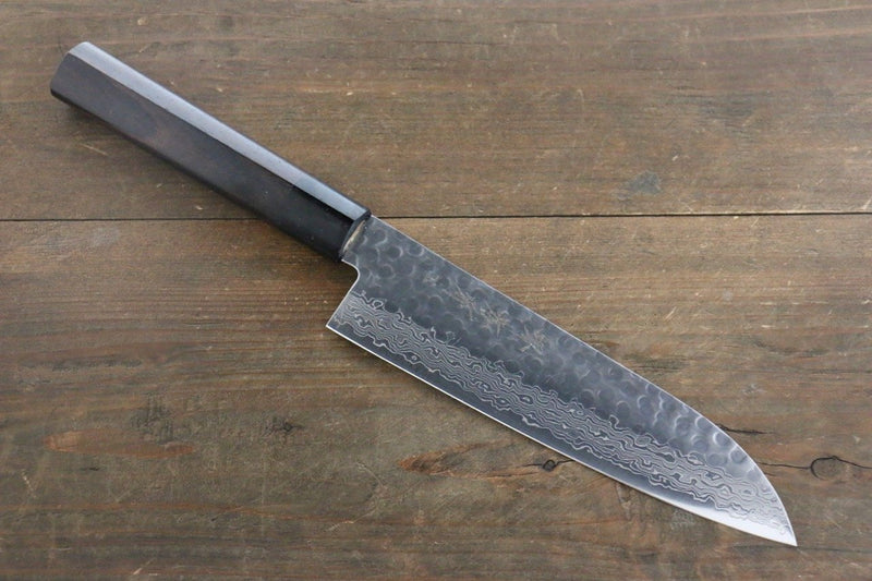 Sakai Takayuki AUS10 45 Layer Damascus Santoku  180mm Shitan Handle - Japannywholesale