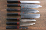 Iseya VG10 33 Layer Damascus Japanese Petty 80mm, Petty 150mm, Santoku, Small Santoku, Gyuto, Nakiri & Sushi Chef Knife 210mm Set - Japannywholesale