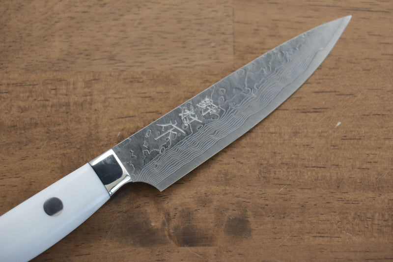 Kazuo Nomura VG10 Damascus Petty-Utility  100mm White Stone Handle - Japannywholesale