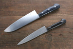 Iseya Molybdenum Steel petty Knife 150mm & Santoku Knife 180mm with Black Packer wood Handle Set - Japannywholesale