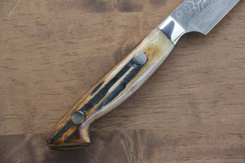 Kazuo Nomura VG10 Damascus Petty-Utility  100mm Yellow Cow Bone Handle - Japannywholesale