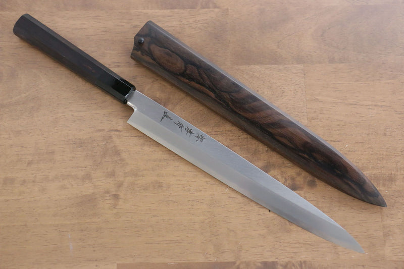 Sakai Takayuki Chef Series Silver Steel No.3 Yanagiba  270mm Ebony Wood Handle with Persimmon Sheath - Japannywholesale