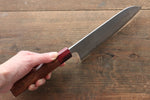 Yoshimi Kato Blue Super Nashiji Santoku  170mm with Red Honduras Handle - Japannywholesale