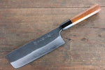 Yoshimi Kato Blue Super Kurouchi Nakiri  165mm with Lacquered Handle with Saya - Japannywholesale