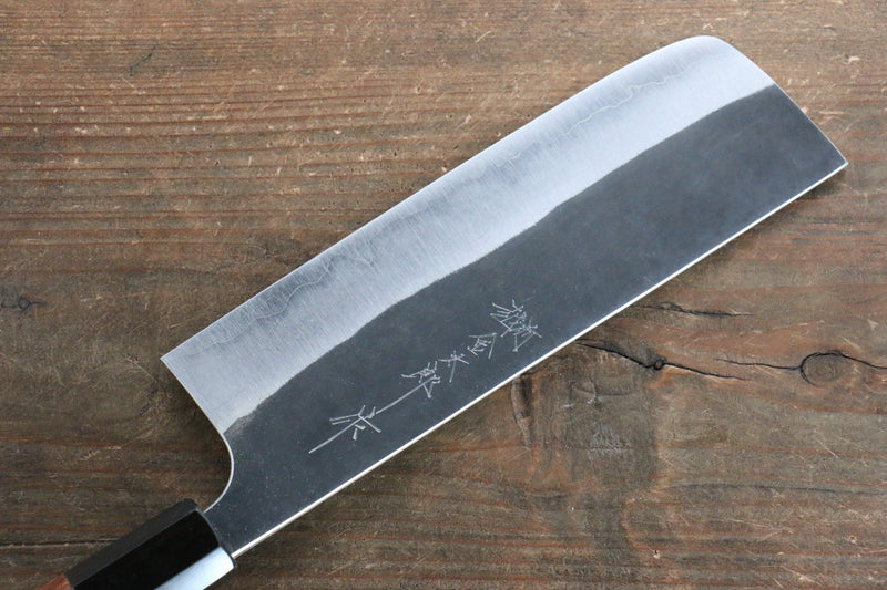 Yoshimi Kato Blue Super Kurouchi Nakiri  165mm with Lacquered Handle with Saya - Japannywholesale