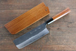 Yoshimi Kato Blue Super Kurouchi Nakiri  165mm with Lacquered Handle with Saya - Japannywholesale