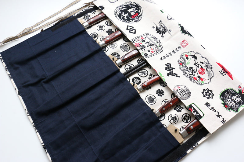 Japanese Style Knife Roll Shirosake-Ura-Shirokamon 7 Pockets - Japannywholesale