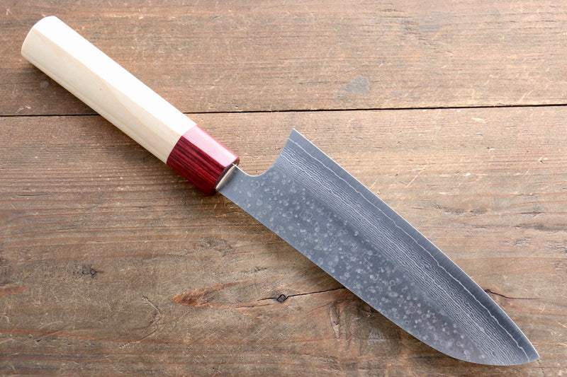 Seisuke VG10 16 Layer Hammered Damascus Santoku  165mm with Magnolia Handle - Japannywholesale