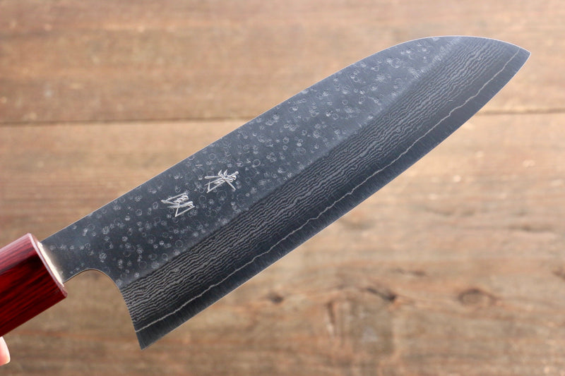 Seisuke VG10 16 Layer Hammered Damascus Santoku  165mm with Magnolia Handle - Japannywholesale