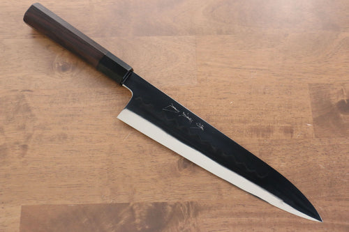 Jikko Honyaki White Steel No.3 Mirrored Finish Gyuto  240mm Ebony Wood Handle - Japannywholesale