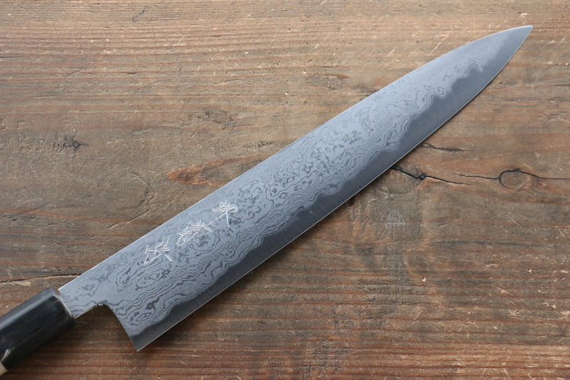 Kikumori Blue Steel No.1 Damascus Sujihiki  240mm with Magnolia Handle - Japannywholesale