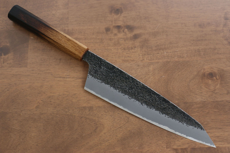 Sakai Takayuki Homura Guren Blue Steel No.2 Kurouchi Hammered Gyuto  225mm Burnt Oak Handle - Japannywholesale