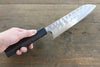 Seisuke Blue Steel No.2 Hammered Damascus Santoku  180mm Shitan Handle - Japannywholesale