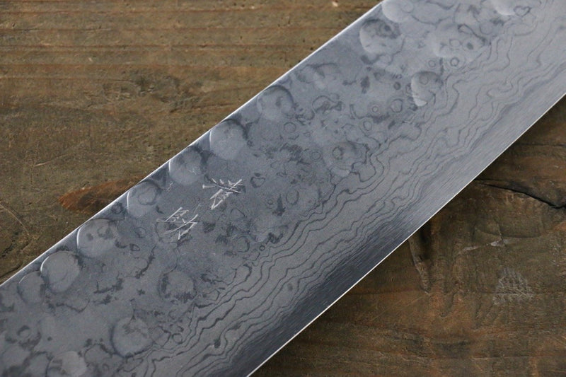 Seisuke Blue Steel No.2 Hammered Damascus Gyuto  240mm Shitan Handle - Japannywholesale