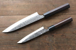 Katsushige Anryu 3 Layer Cladding Blue Super Core Hammerd Japanese Chef's Gyuto Knife 180mm & Petty-Utility Knife 130mm Set - Japannywholesale