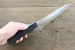 Seisuke Blue Steel No.2 Hammered Damascus Petty-Utility  150mm Shitan Handle - Japannywholesale