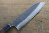 Seisuke Blue Steel No.2 Hammered Kurouchi Santoku  165mm Shitan Handle - Japannywholesale