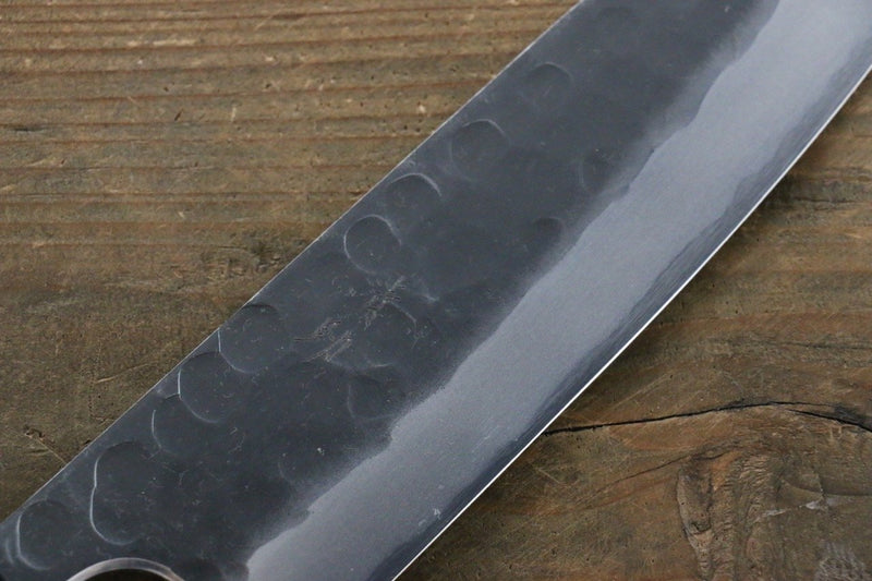 Seisuke Blue Steel No.2 Hammered Kurouchi Santoku  165mm Shitan Handle - Japannywholesale