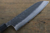 Seisuke Blue Steel No.2 Hammered Kurouchi Santoku  180mm Shitan Handle - Japannywholesale