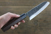 Seisuke Blue Steel No.2 Hammered Kurouchi Santoku  180mm Shitan Handle - Japannywholesale