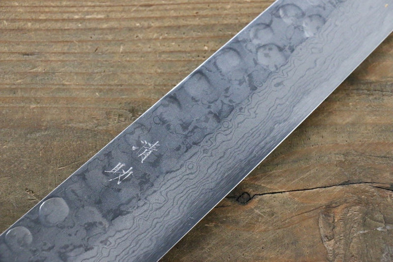 Seisuke Blue Steel No.2 Hammered Damascus Yanagiba  270mm Shitan Handle - Japannywholesale