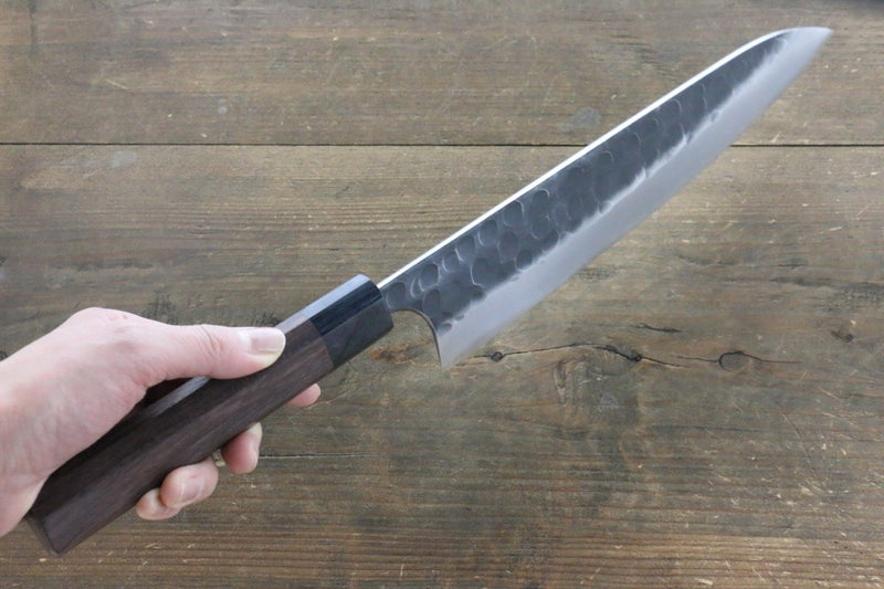 Seisuke Blue Steel No.2 Hammered Kurouchi Gyuto  240mm Shitan Handle - Japannywholesale