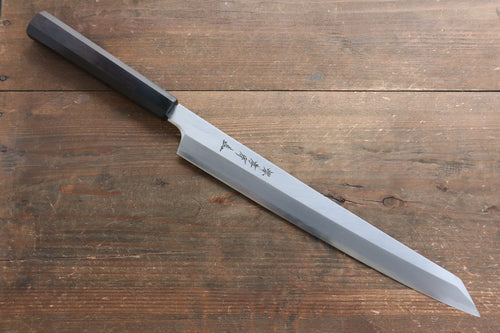 Sakai Takayuki Chef Series Hien Silver Steel No.3 Kengata Yanagiba  300mm Ebony Wood Handle - Japannywholesale