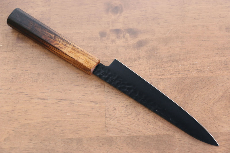 Sakai Takayuki Kurokage VG10 Hammered Teflon Coating Petty-Utility  150mm Burnt Oak Handle - Japannywholesale