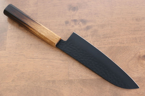 Sakai Takayuki Kurokage VG10 Hammered Teflon Coating Santoku  170mm Burnt Oak Handle - Japannywholesale