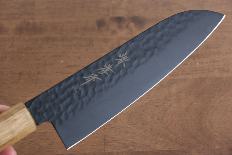 Sakai Takayuki Kurokage VG10 Hammered Teflon Coating Santoku  170mm Burnt Oak Handle - Japannywholesale