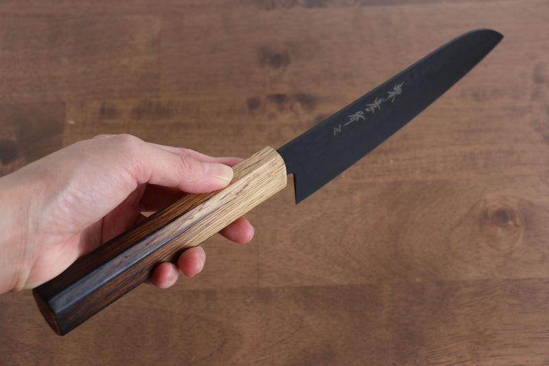 Sakai Takayuki Kurokage VG10 Hammered Teflon Coating Santoku  170mm Burnt Oak Handle - Japannywholesale