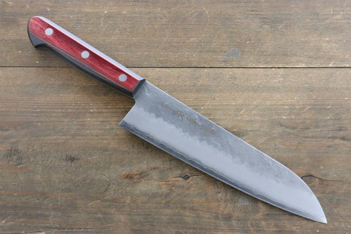 Sakai Takayuki Silver Steel No.3 Santoku  180mm Red Pakka wood Handle - Japannywholesale