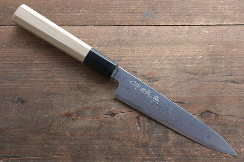 Kikumori Blue Steel No.1 Damascus Petty-Utility  150mm with Magnolia Handle - Japannywholesale