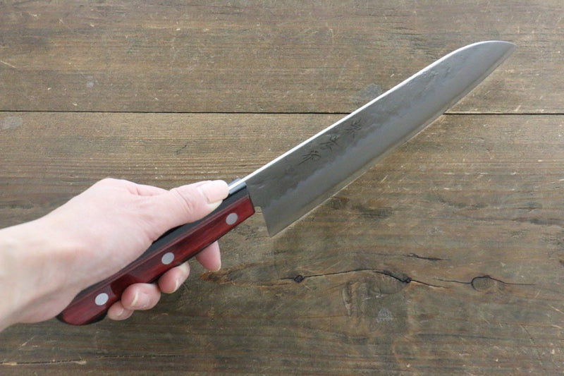 Sakai Takayuki Silver Steel No.3 Santoku  180mm Red Pakka wood Handle - Japannywholesale