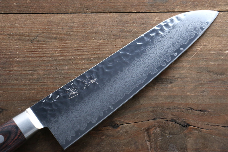 Seisuke VG10 33 Layer Damascus Santoku  180mm Mahogany Handle with Sheath - Japannywholesale