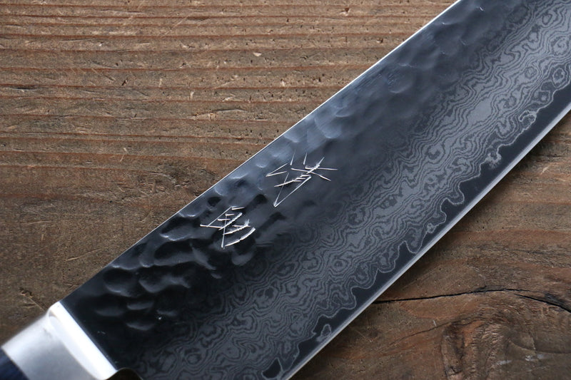 Seisuke Seiun VG10 33 Layer Damascus Santoku  180mm Blue Pakka wood Handle with Sheath - Japannywholesale