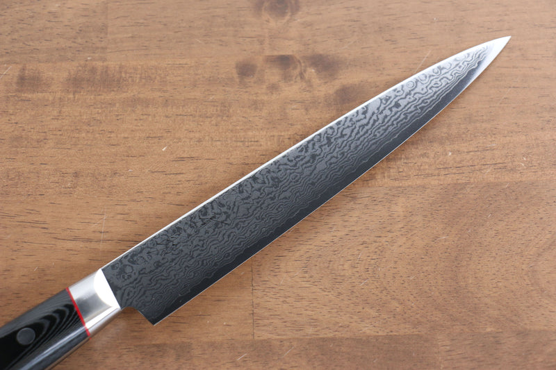 Seisuke VG10 Mirrored Finish Damascus Slicer  210mm Black Micarta Handle - Japannywholesale